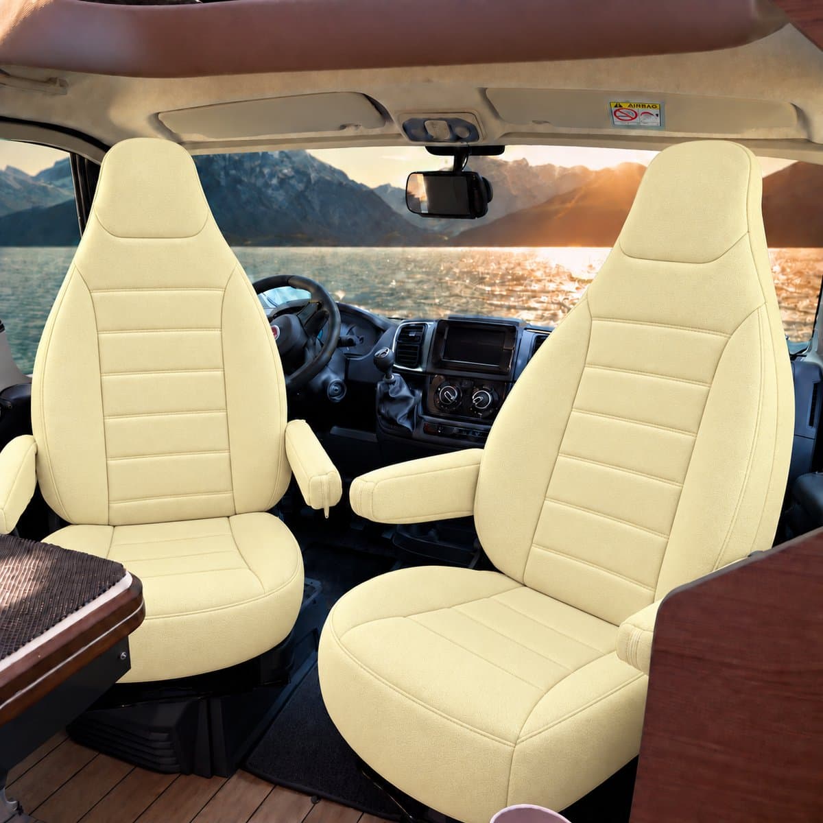 Housses de siège pour camping-car Weinsberg CaraHome | Avec accoudoirs | Lot de 2 | CBS - Beige clair