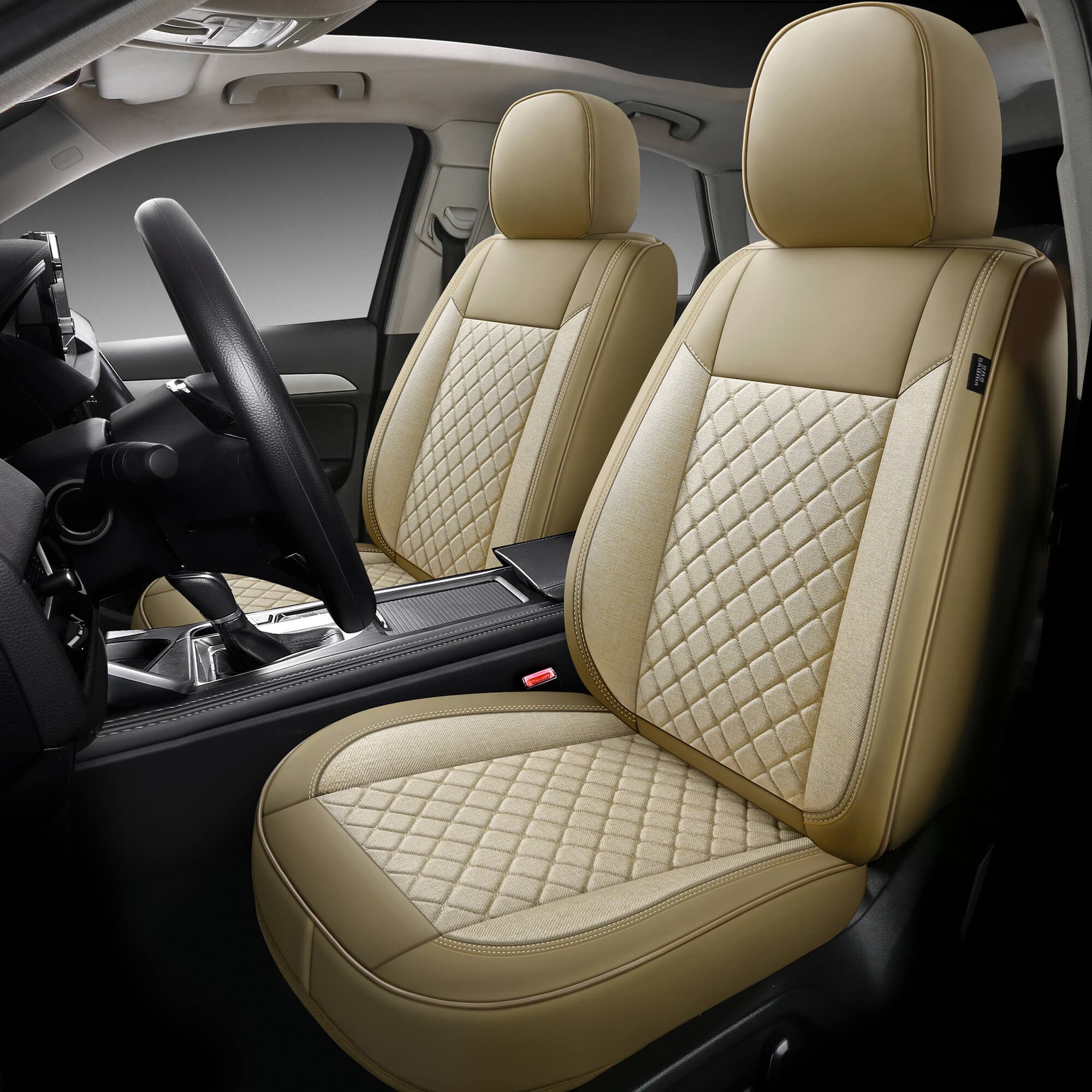 Housses de siège de voiture pour Hyundai Kona | Lot de 2 | Simili cuir haut de gamme (Skai) | Série CLS900 - Beige