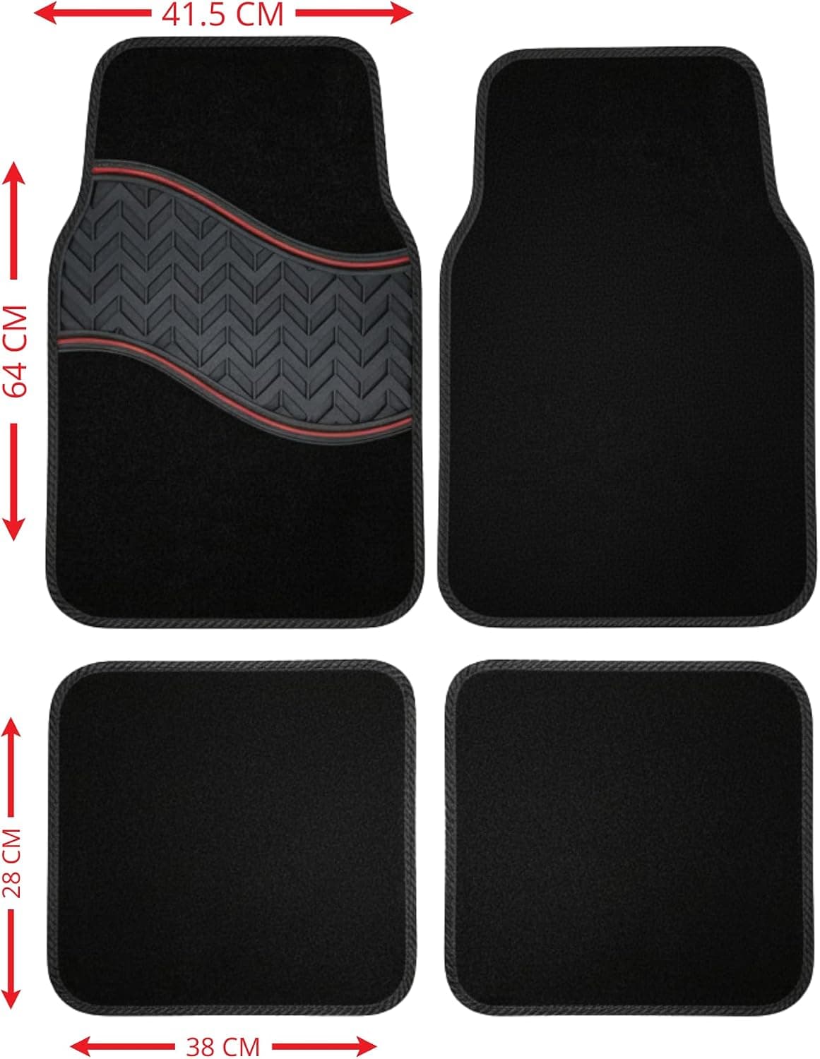 Tapis de voiture en tissu avec insert caoutchouc – lot de 4 | Série T 6