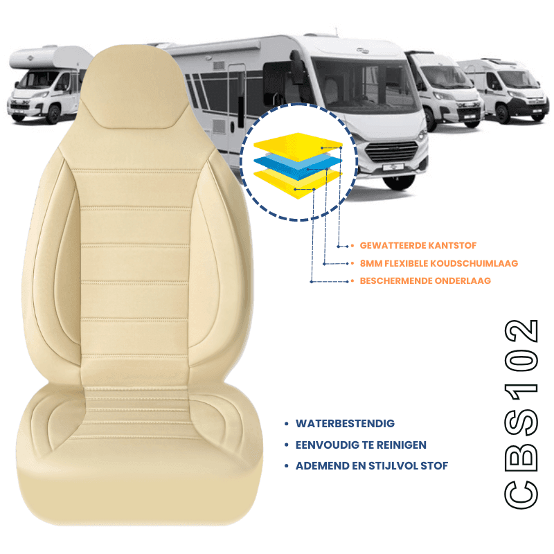 Housses de siège pour camping-car Fiat Ducato Serie 8 | Avec accoudoirs | Lot de 2 | Série CBS 7