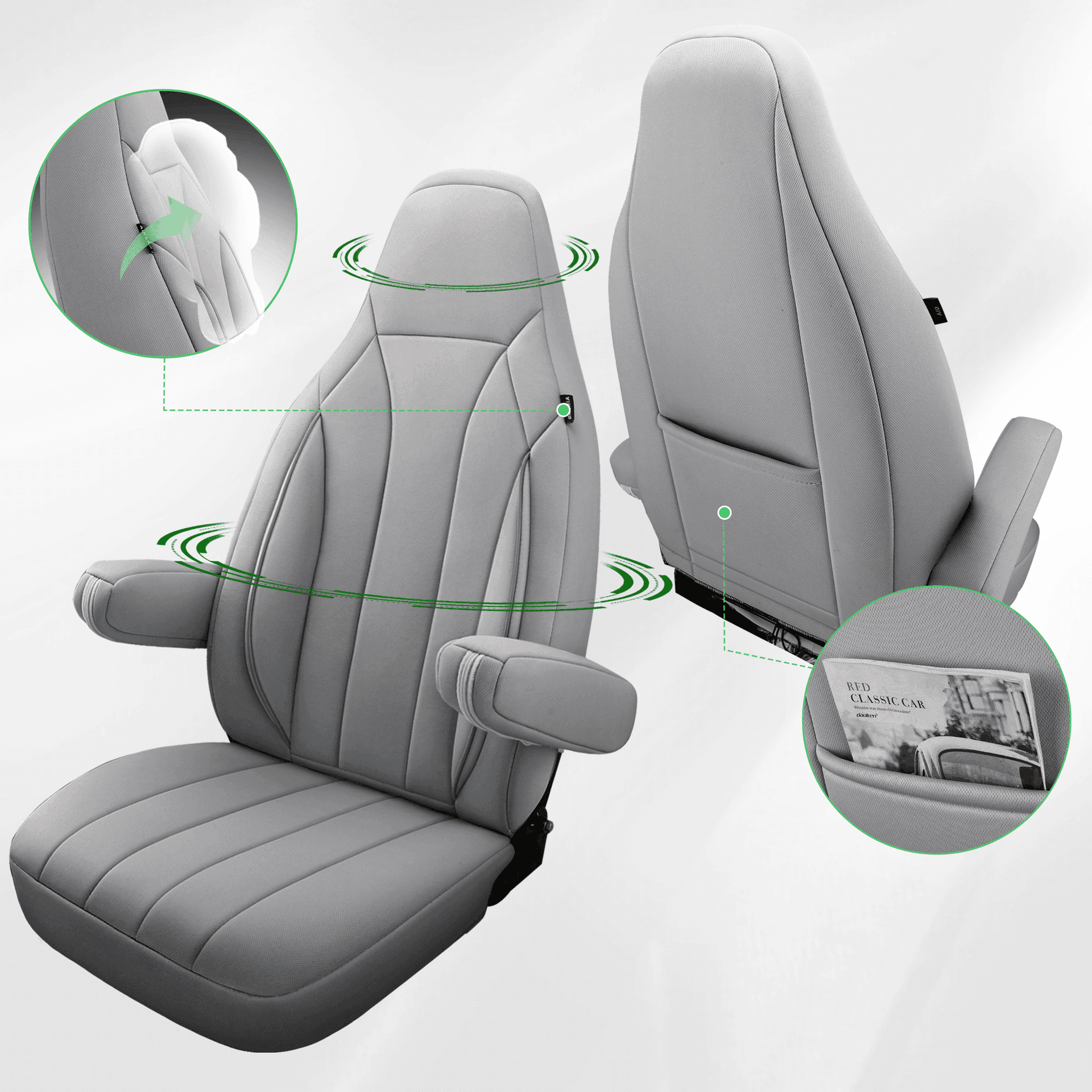 Camper stoelhoezen voor Adria Supersonic | Met armleuning hoezen | Set van 2 | CIM2 Serie