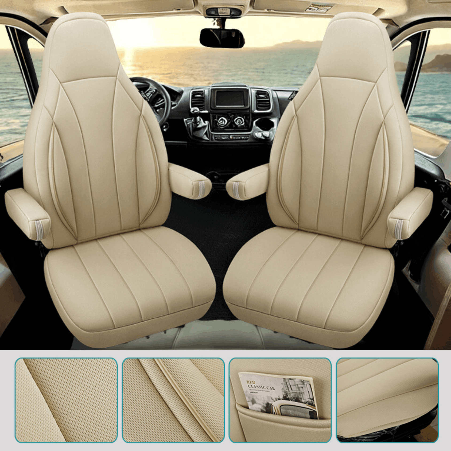 Camper stoelhoezen voor Adria Supersonic | Met armleuning hoezen | Set van 2 | CIM2 Serie