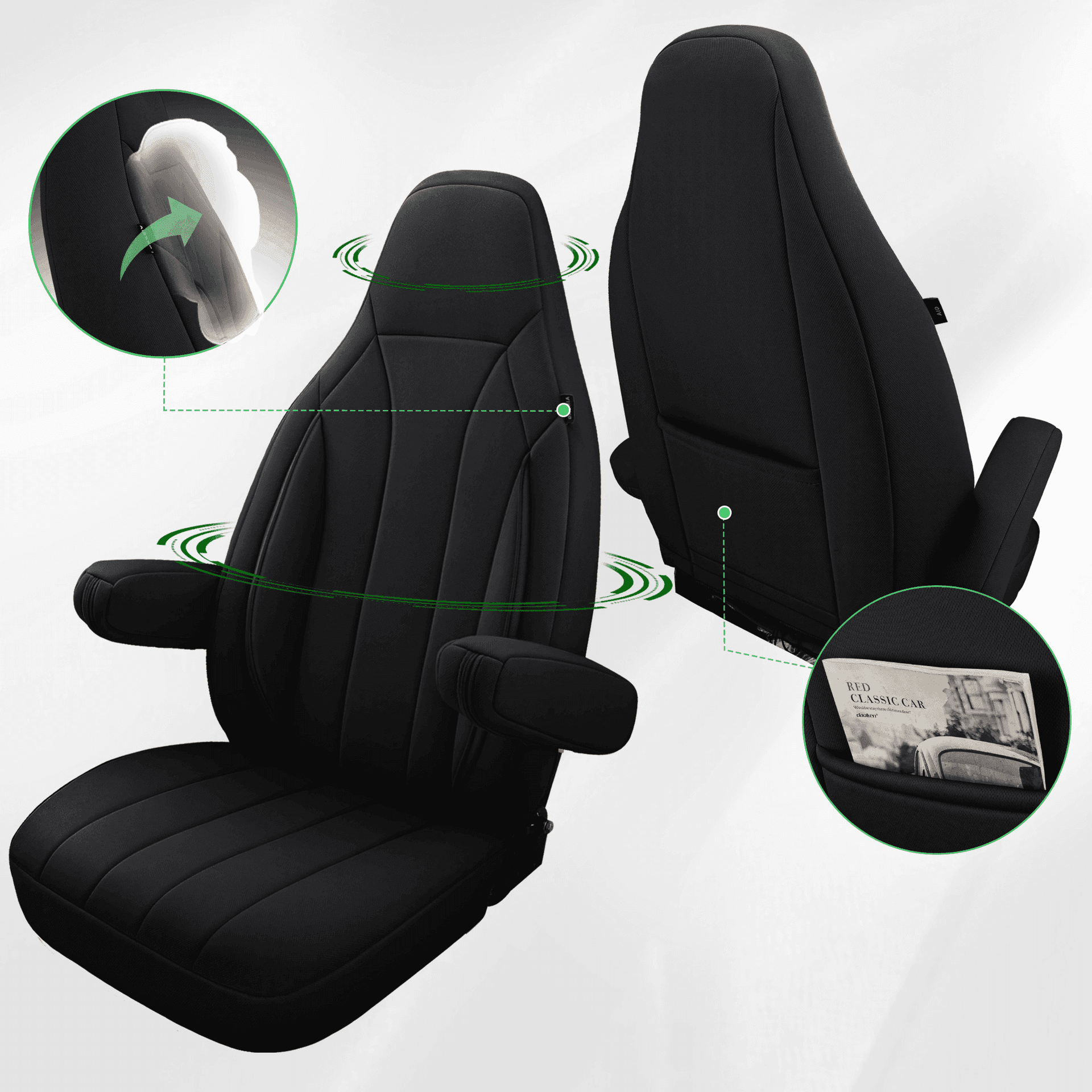 Camper stoelhoezen voor Adria Supersonic | Met armleuning hoezen | Set van 2 | CIM2 Serie