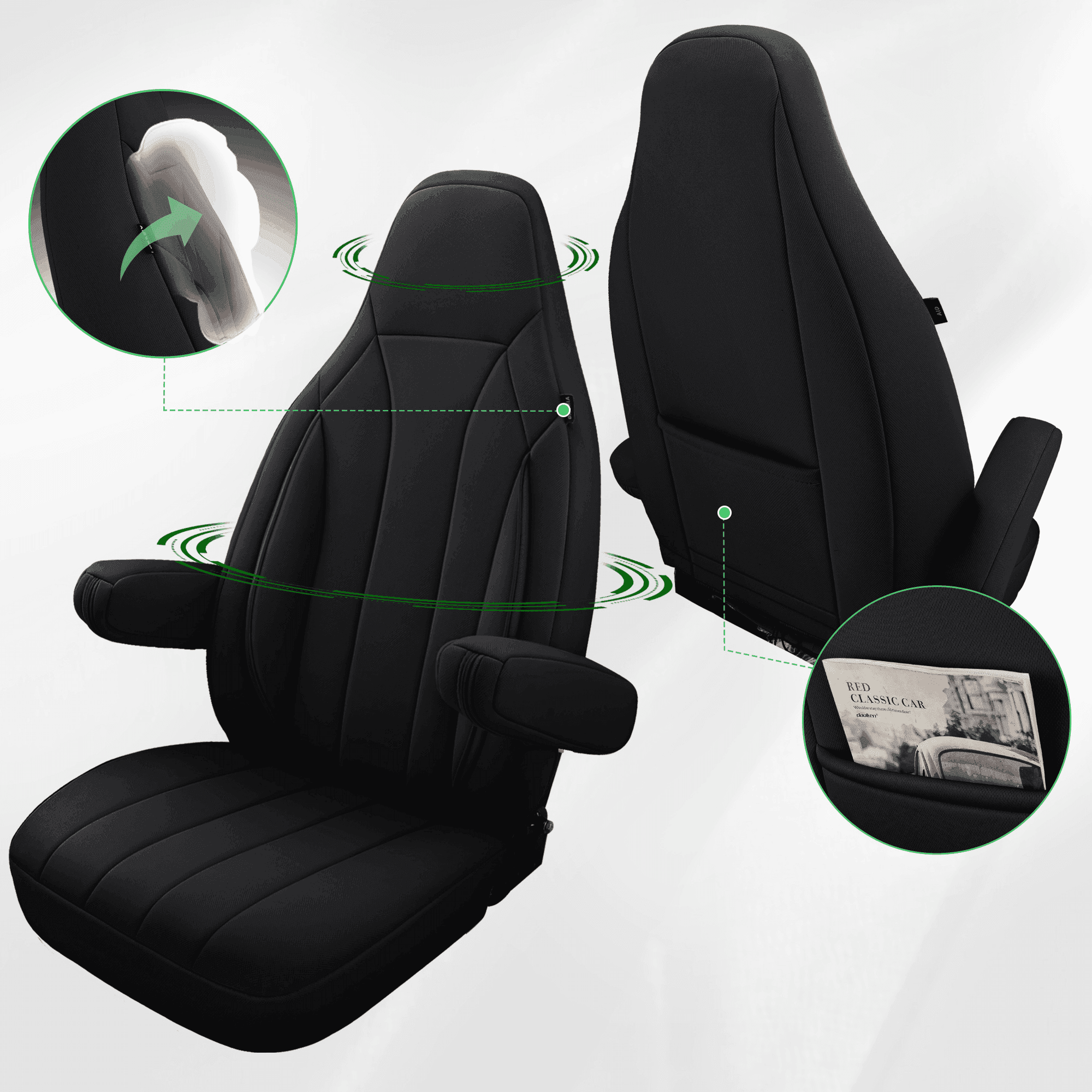 Camper stoelhoezen voor Dethleffs Pulse | Met armleuning hoezen | Set van 2 | CIM2 Serie