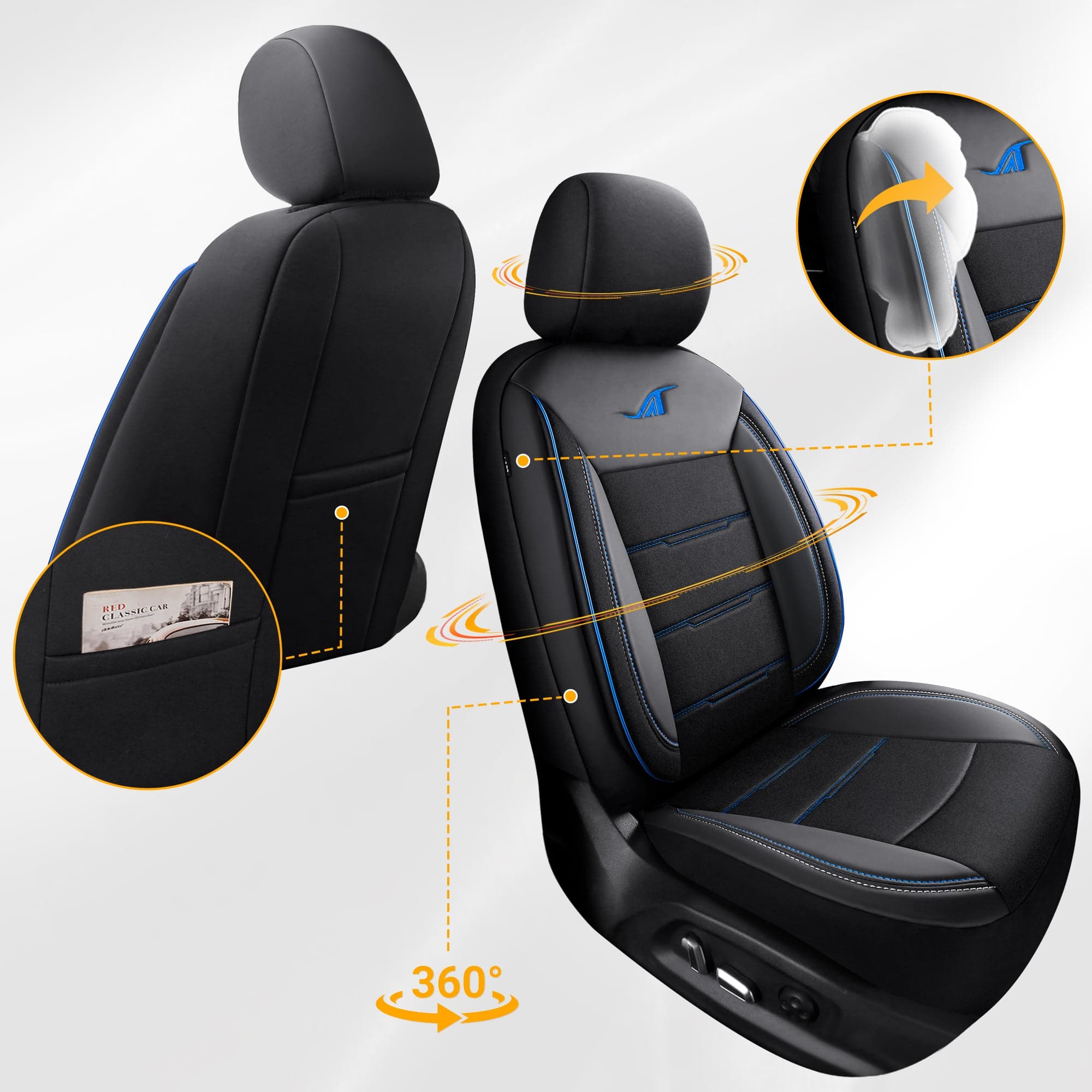 Housses de siège auto pour Porsche Macan | Ensemble complet pour sièges avant | Série AIE 7